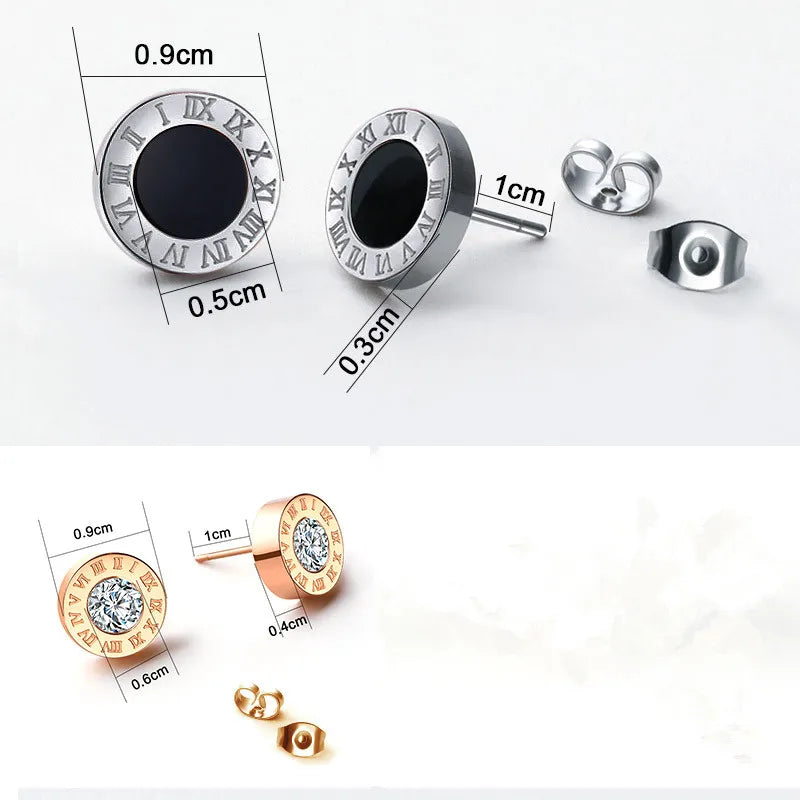 Boucles d'oreilles à clous en acier inoxydable et acrylique pour homme et femme, bijoux vintage avec chiffres romains.