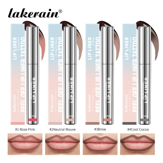 Crayon à lèvres hautement pigmenté Tatouage Matte Peel Off Améliorer le liner pour les lèvres Lasting Lip Stain Waterproof 4Colors Transfer-proof Lipstic