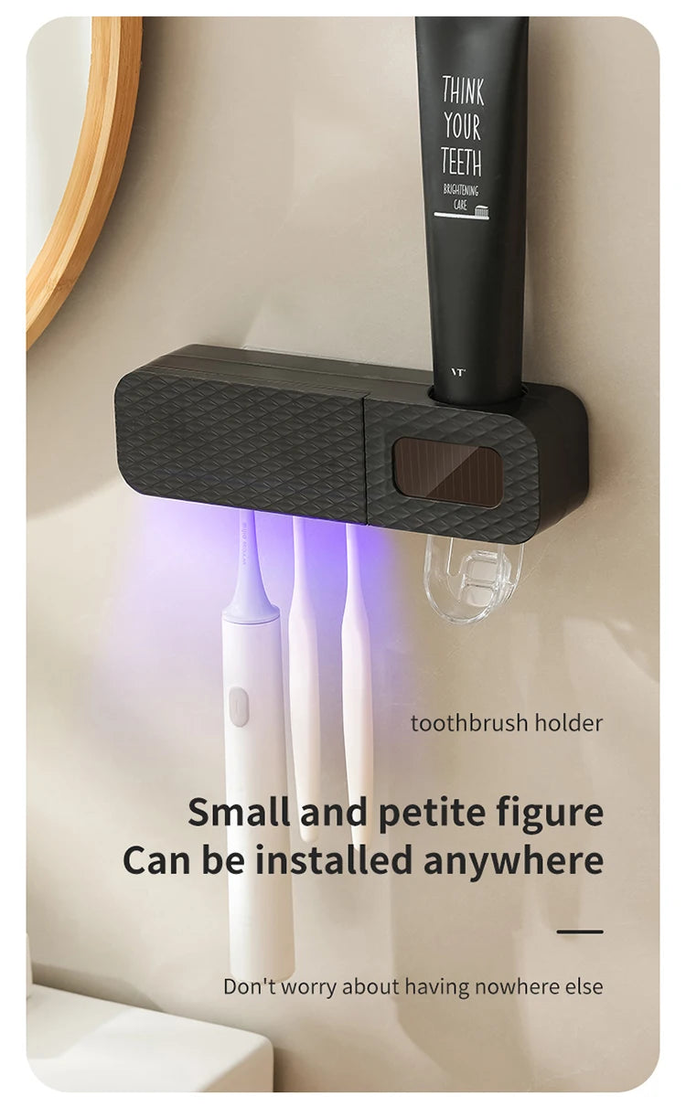 1 porte-brosse à dents intelligent, porte-brosse à dents intelligent à 3 emplacements, distributeur de dentifrice, nécessités quotidiennes domestiques