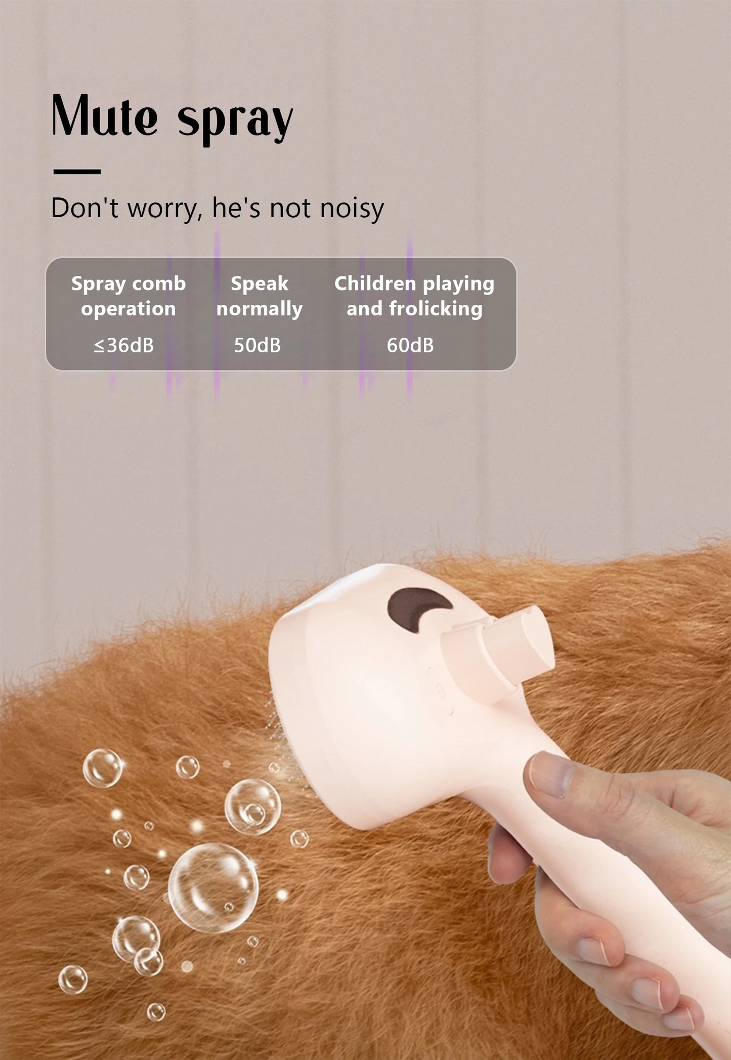 Peigne Vapeur Massant pour Chiens et Chats – Tête Ronde Sécurisée, Dents Souples & Spray Hydratant | Brosse Universelle Anti-Noeuds