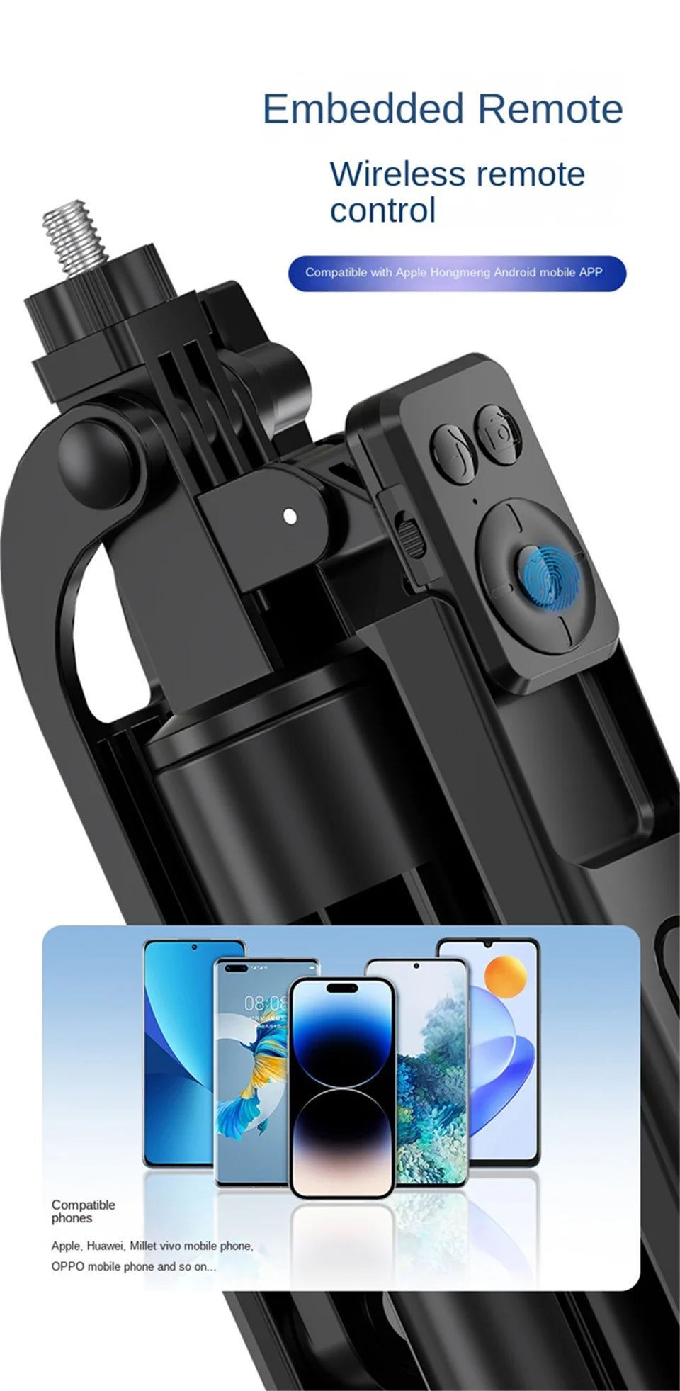 COOL DIER Nouveau trépied pour appareil photo de smartphone, support de trépied avec obturateur Bluetooth, supports de bâton de selfie sans fil avec support de téléphone