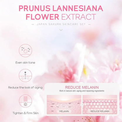 Sakura Lot de 5/3 soins pour le visage, sérum, tonique, nettoyant pour le visage, crème solaire, pour les yeux, coffret cadeau
