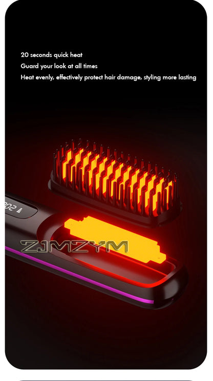 Lisseur à cheveux sans fil Lisseur à cheveux plats portable avec écran LCD Affichage numérique Outil de coiffure pour cheveux raides et bouclés