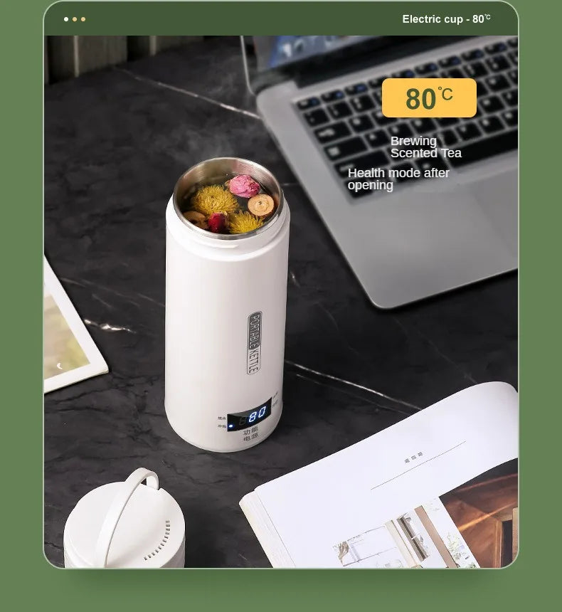 Bouilloire électrique de voyage 500ML Eau à ébullition rapide Chauffe-lait portable pour bébé Bouilloire thermo en acier inoxydable 304