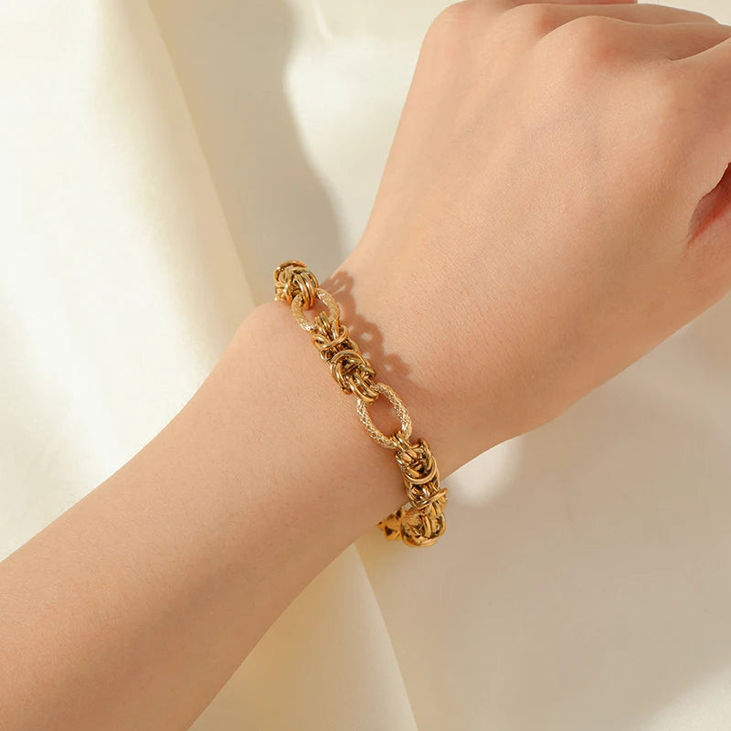 EILIECK Bracelet Torsadé en Acier Inoxydable 316L – Plaqué Or 18K, Étanche & Tendance Femme