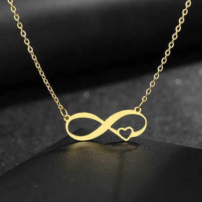 Collier ras du cou en acier inoxydable avec pendentif en forme de cœur et symbole de l'infini, simple et élégant, pour femme, bijou de mariage, cadeau