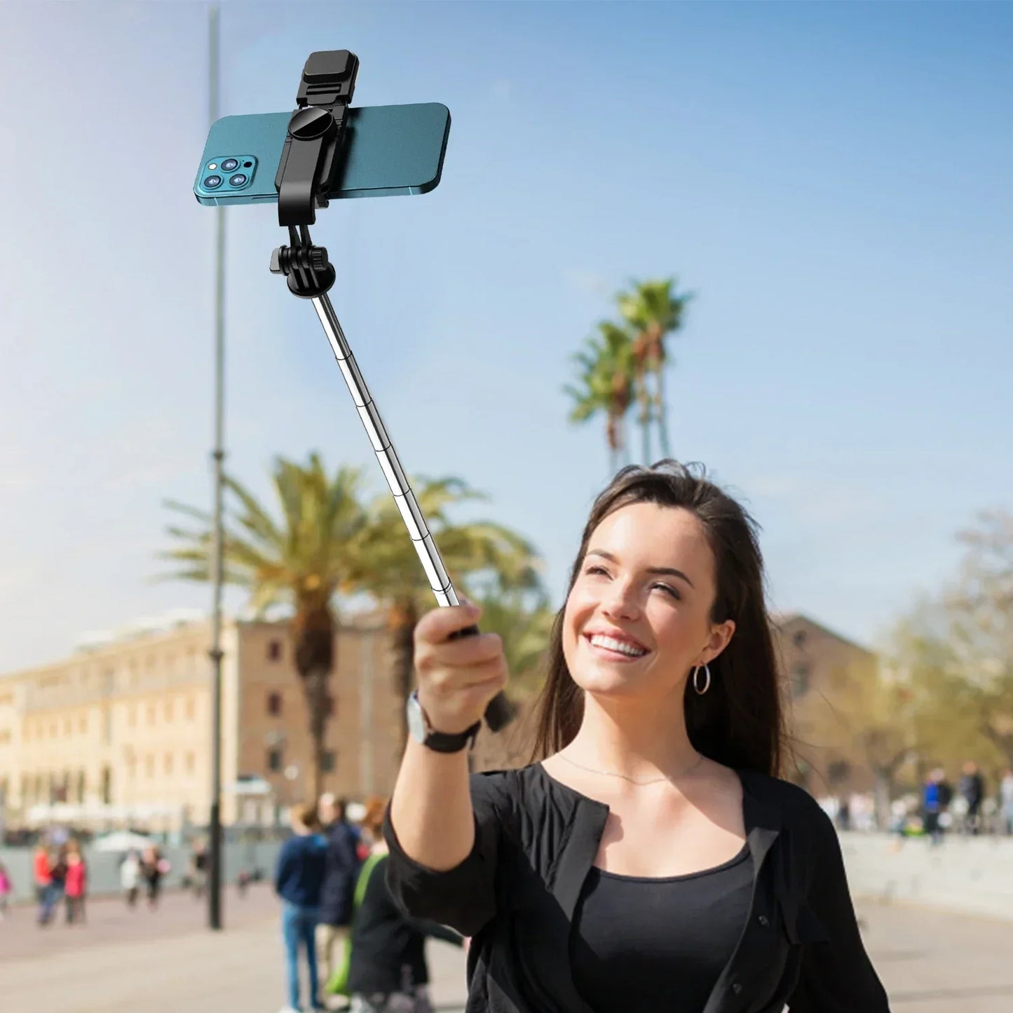 360 Rotate Mobile Phone Holder Selfie Stick Tripod Outdoor Photography Vlog Video Recording with Wireless Remote For Smart phone