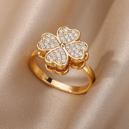 Bague Ouverte Femme en Acier Inoxydable Doré – Design Croix avec Zircon | Bijou Esthétique & Tendance – Idée Cadeau Mode