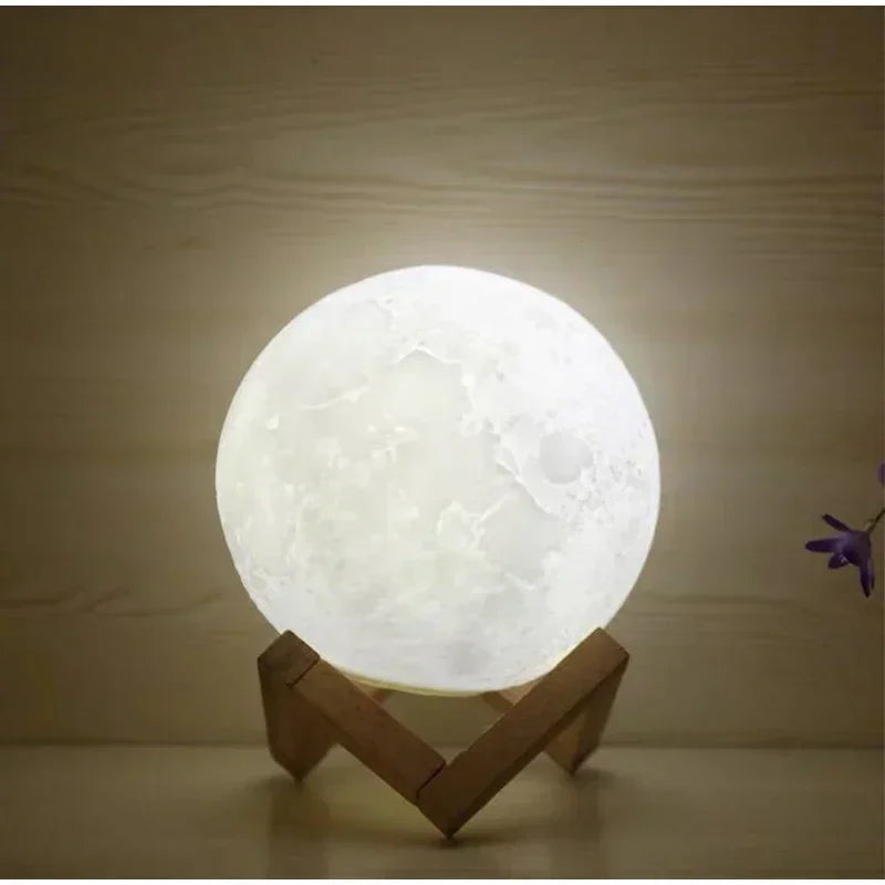 8CM LED Veilleuse 3D Print Moon Lamp Bedroom Decor MoonLight for Kids Gifts Decorations Creative Bedside Atmosphere Lighting