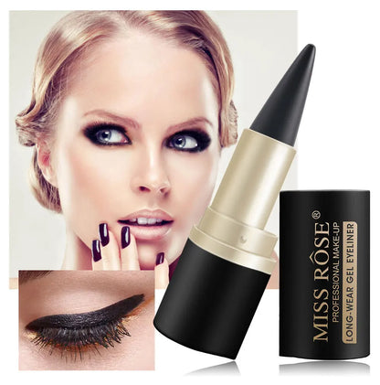 Eyeliner imperméable à séchage rapide, mat à extrémité unique noir solide.