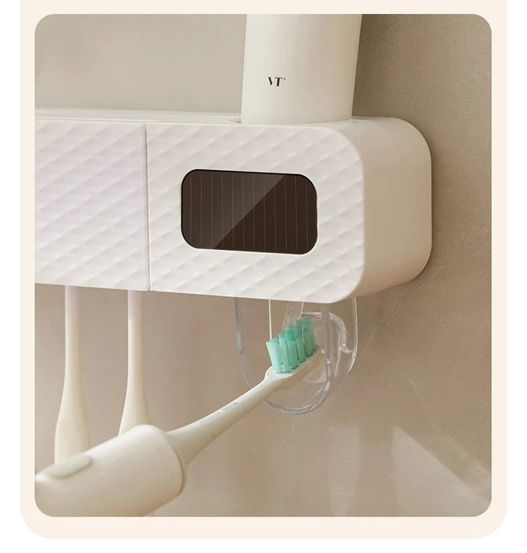 1 porte-brosse à dents intelligent, porte-brosse à dents intelligent à 3 emplacements, distributeur de dentifrice, nécessités quotidiennes domestiques