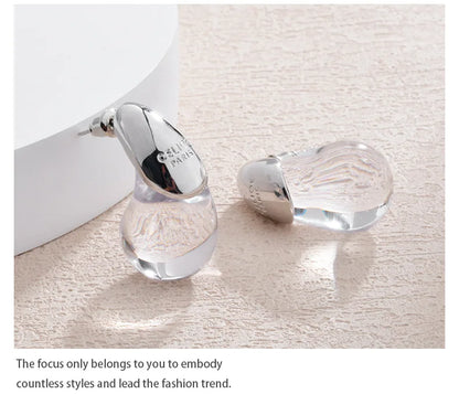 Boucles d'oreilles goutte d'eau transparentes pour femmes, plaquées or, élégantes et modernes