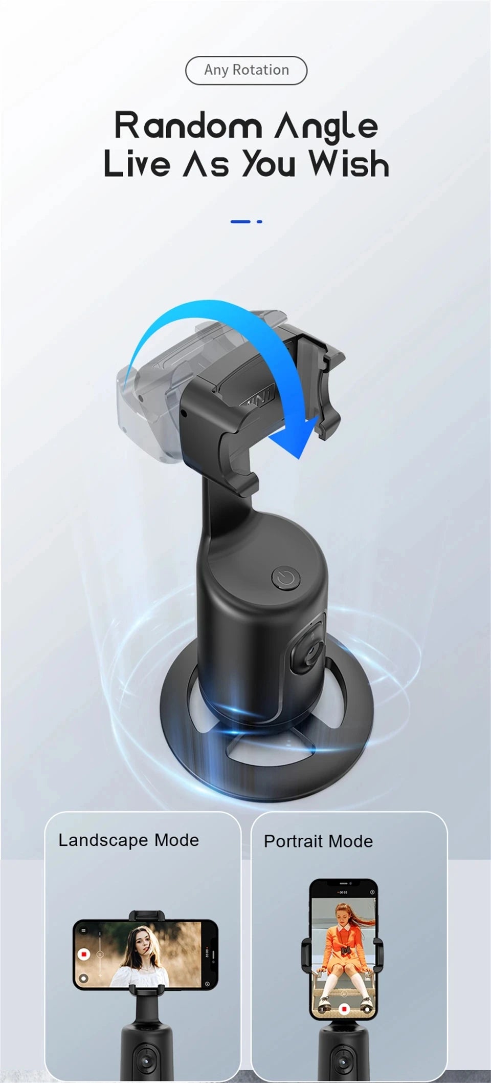 COOL DIER NEW P01 360 Rotation Gimbal Stabilizer AI Face Tracking Desktop Gimbal PTZ for Tiktok Smartphone Live