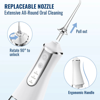 Dental Oral Irrigator Water Wire Teeth Wire Pick Mouth Washing Machine 5 Nozzles 3 USB Modes Rechargeable 300ml Tank