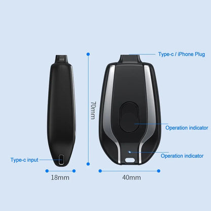 Chargeur de porte-clés portable | Mini batterie ultra-compacte de type 1500 mAh C | Banque d'alimentation de secours de charge rapide pour les appareils Iphone