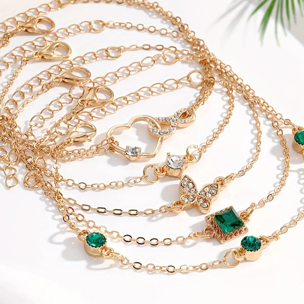 Ensemble de bracelets d'inspiration vintage de 5 pièces avec strass étincelants - Infinity & Geometric Designs, parfait.