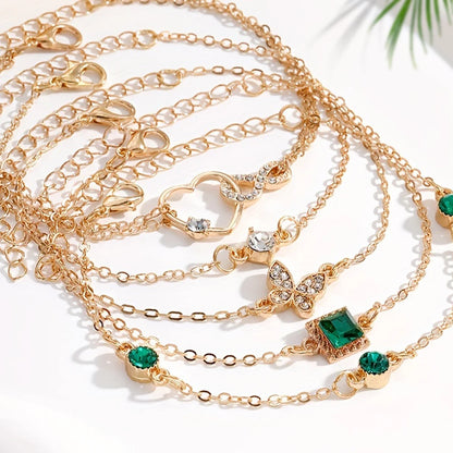 Ensemble de bracelets d'inspiration vintage de 5 pièces avec strass étincelants - Infinity & Geometric Designs, parfait.