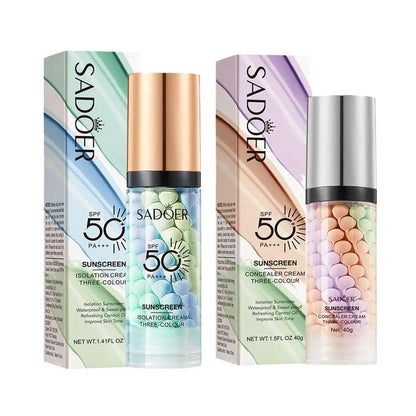 Apprêt de maquillage pour le visage Crème tricolore Contour Isolation des couleurs.