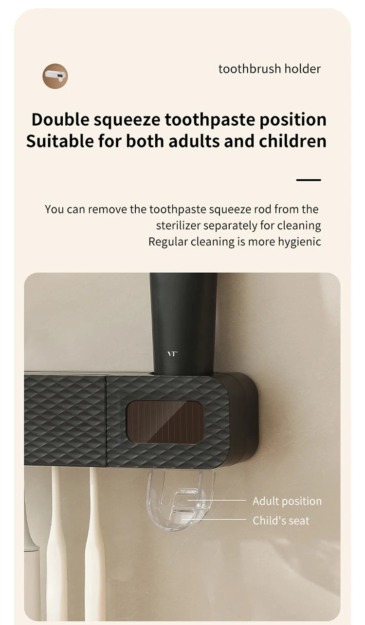 1 porte-brosse à dents intelligent, porte-brosse à dents intelligent à 3 emplacements, distributeur de dentifrice, nécessités quotidiennes domestiques