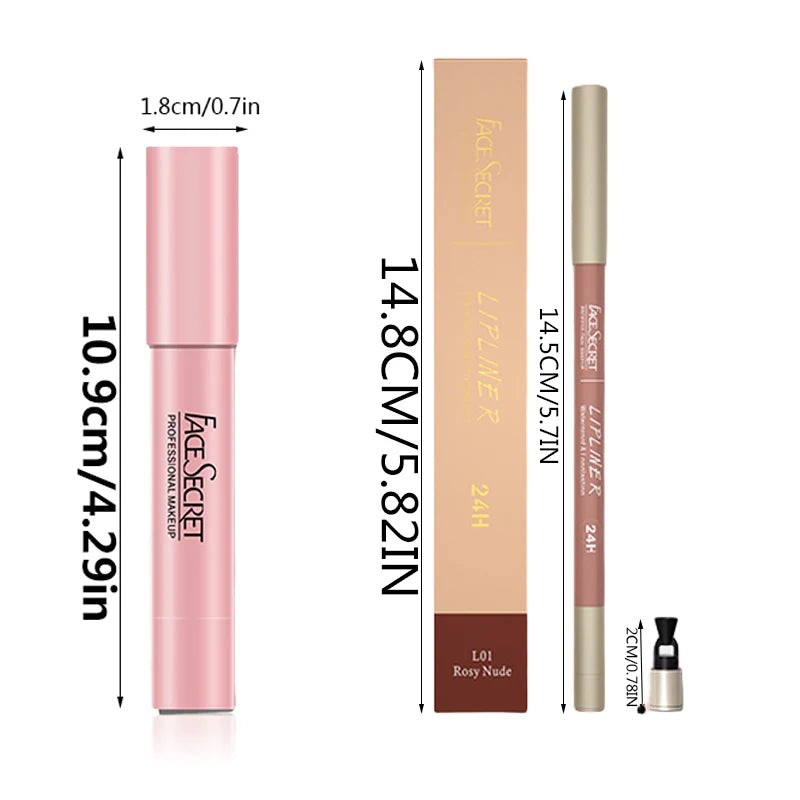 Ensemble crayon à lèvres et rouge à lèvres mat, imperméable à l'eau, maquillage à lèvres longue durée, rendu de couleur mate douce, cosmétiques de maquillage pour femmes
