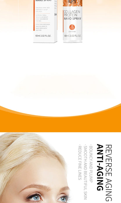 Masque de film protéiné de collagène nano hydrolysé Ensemble de pulvérisation de sérum pour le visage Réparation des rides Remplisseur de visage soluble Ensemble de soins de la peau éclaircissant