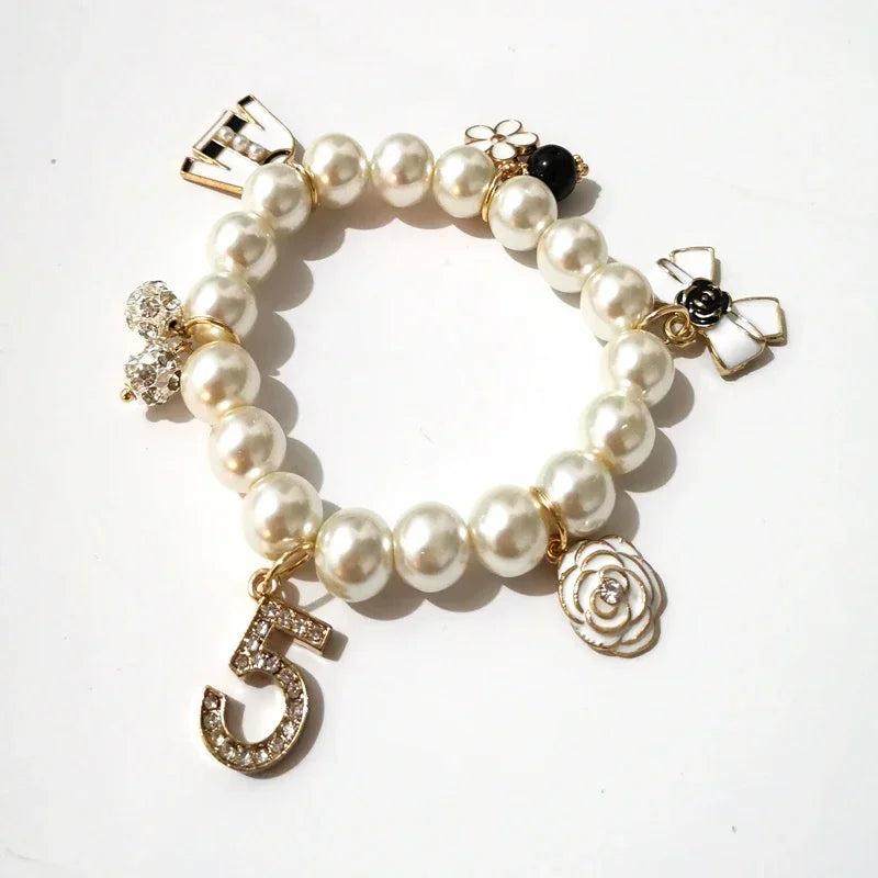 Bracelet de Luxe à Pampilles en Perles – Cristal No.5, Cadeau Élégant pour Femme
