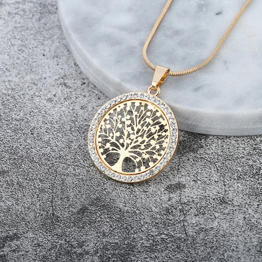 Collier Arbre de Vie Élégant – Pendentif en Strass pour Femme