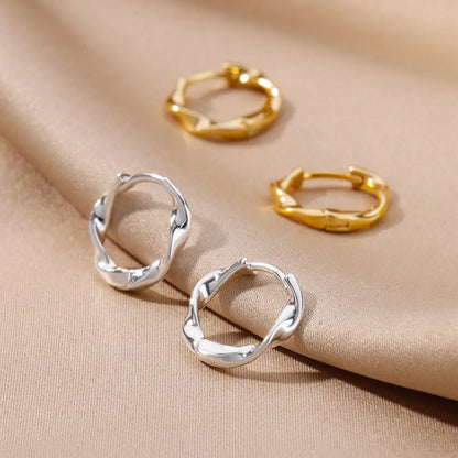 Boucles d'oreilles rondes élégantes pour femmes créoles en acier inoxydable de luxe Vintage Wedding Engagement Aesthetic Jewerly aretes