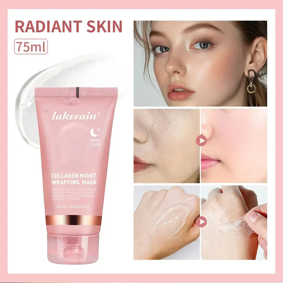 Masque de collagène de nuit Rajeunissement Hydratant Éclaircissant Masque facial coréen pour Rendre la peau éclatante.