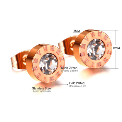 LUXUSTEEL Boucles d'oreilles en cristal acrylique en acier inoxydable pour femmes Hommes Punk Roman Number Clear Black CZ Bling Bijoux d'oreille de mode