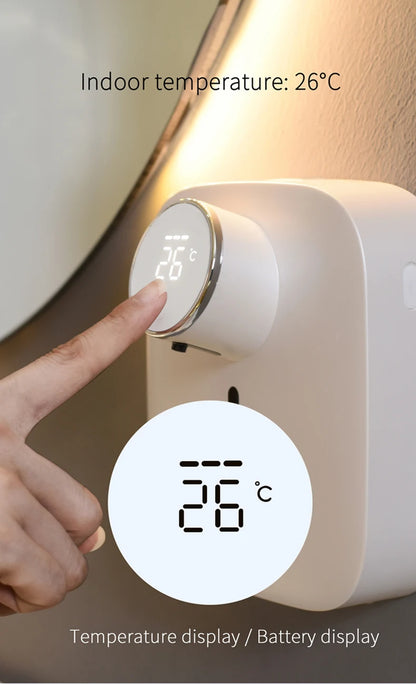 Distributeur de savon automatique mural multifonctionnel rechargeable USB Capteur infrarouge Distributeur de savon en mousse à affichage numérique LED