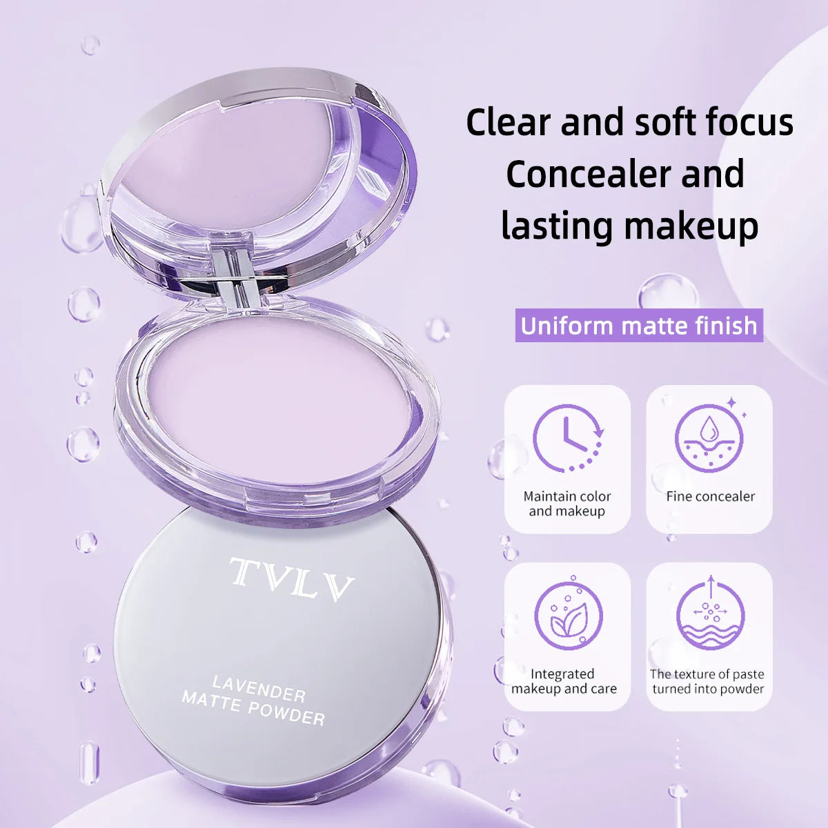 Poudre crème violette imperméable, bâton naturel pour le visage, poudre cosmétique