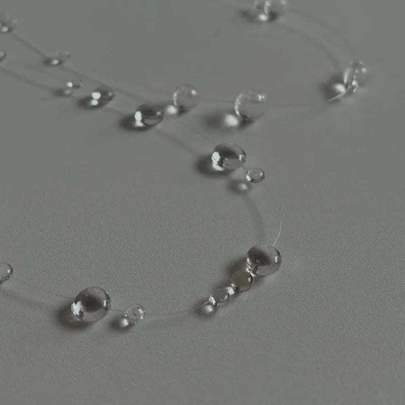 Collier et boucles d'oreilles en forme de goutte d'eau transparente, minimaliste