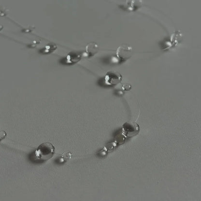 Collier et boucles d'oreilles en forme de goutte d'eau transparente, minimaliste