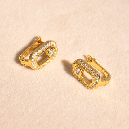 Boucles d'Oreilles Créoles Géométriques – Style Trombone & Zirconium AAA