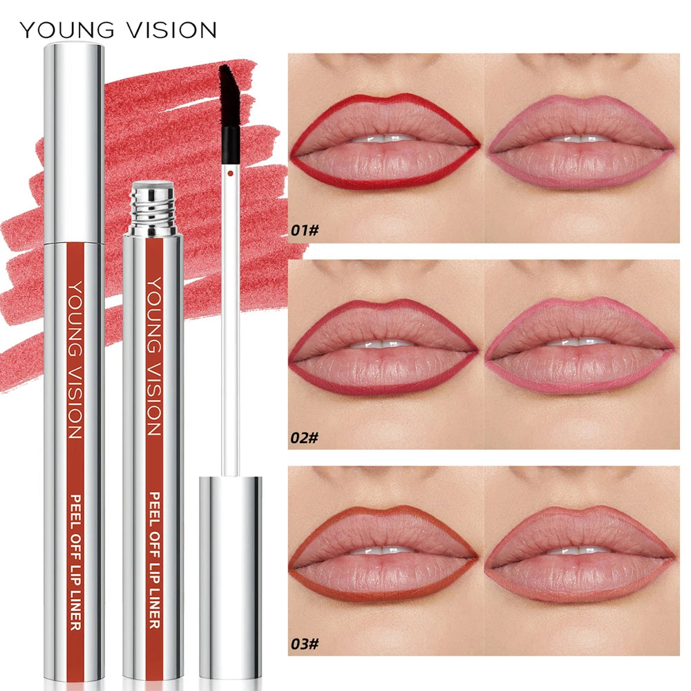 YOUNG VISION Tear-Off Lip Liner Peel-Off Lip Liner Matte Smudge-Free Hook & Loop Lip Pencil Crayon de maquillage 3 couleurs
