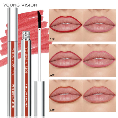 YOUNG VISION Tear-Off Lip Liner Peel-Off Lip Liner Matte Smudge-Free Hook & Loop Lip Pencil Crayon de maquillage 3 couleurs