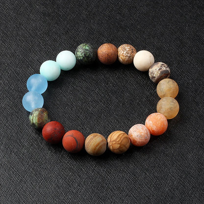 🌌 Bracelet Galaxie – 8 Planètes du Système Solaire & Étoile Gardienne