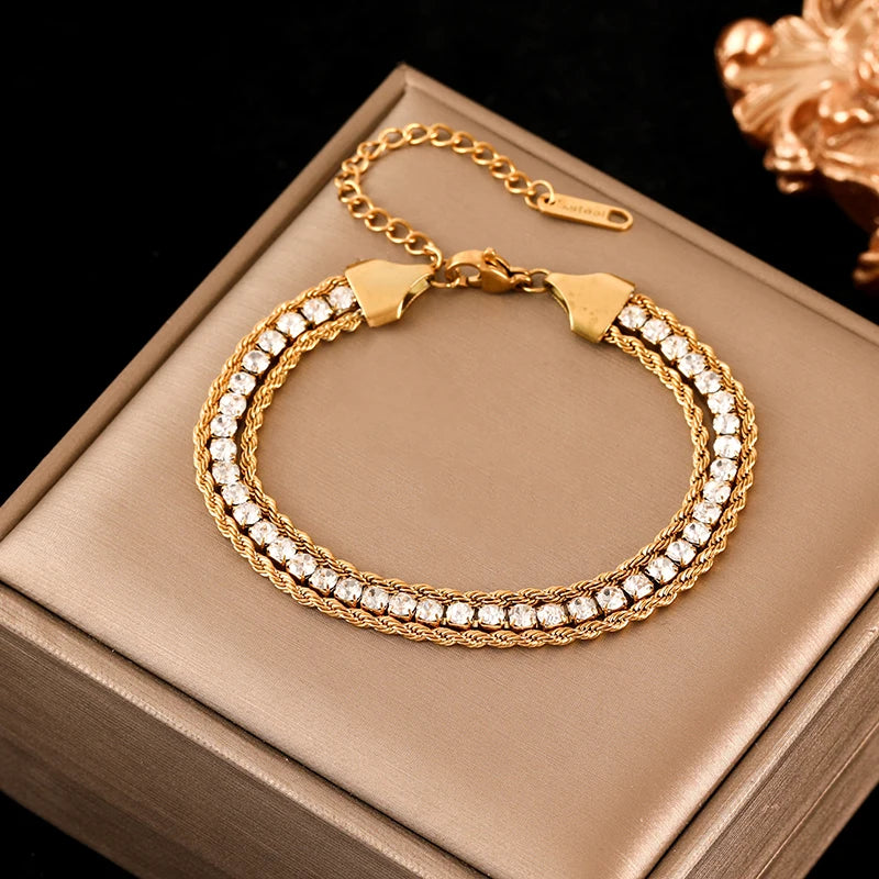 EILIECK Bracelet Torsadé en Acier Inoxydable 316L – Plaqué Or 18K, Étanche & Tendance Femme