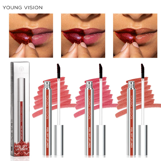 YOUNG VISION Tear-Off Lip Liner Peel-Off Lip Liner Matte Smudge-Free Hook & Loop Lip Pencil Crayon de maquillage 3 couleurs