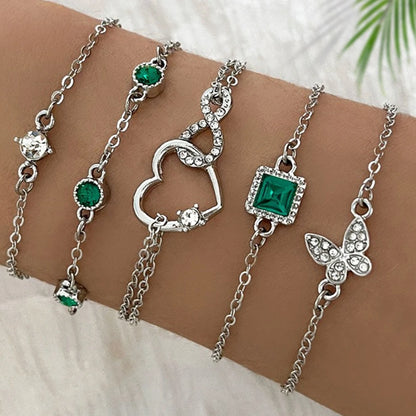 Ensemble de bracelets d'inspiration vintage de 5 pièces avec strass étincelants - Infinity & Geometric Designs, parfait.
