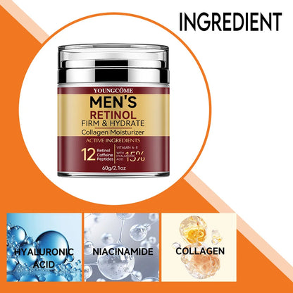 Crème Visage Raffermissante pour Hommes – Rétinol, Collagène & Éclat