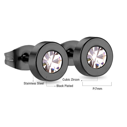 LUXUSTEEL Boucles d'oreilles en cristal acrylique en acier inoxydable pour femmes Hommes Punk Roman Number Clear Black CZ Bling Bijoux d'oreille de mode