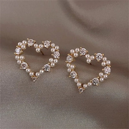 New French Retro Crystal Pearl Stud Earrings For Women Exquisite Bee Small Earrings Fashion Jewelry Gift Mujer Boucle D'oreille